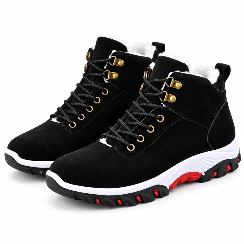 Warm Boots for Men Snow Boots Winter Warm Sneakers with Fluf Outdoor Hiking Shoes Anti-skid Working Shoes for Men Platform Boots