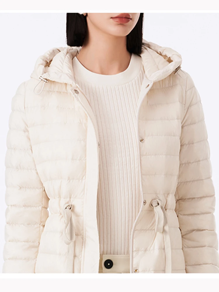 Chaqueta de plumón con capucha para mujer, Chaqueta corta acolchada de manga larga, a la moda, otoño