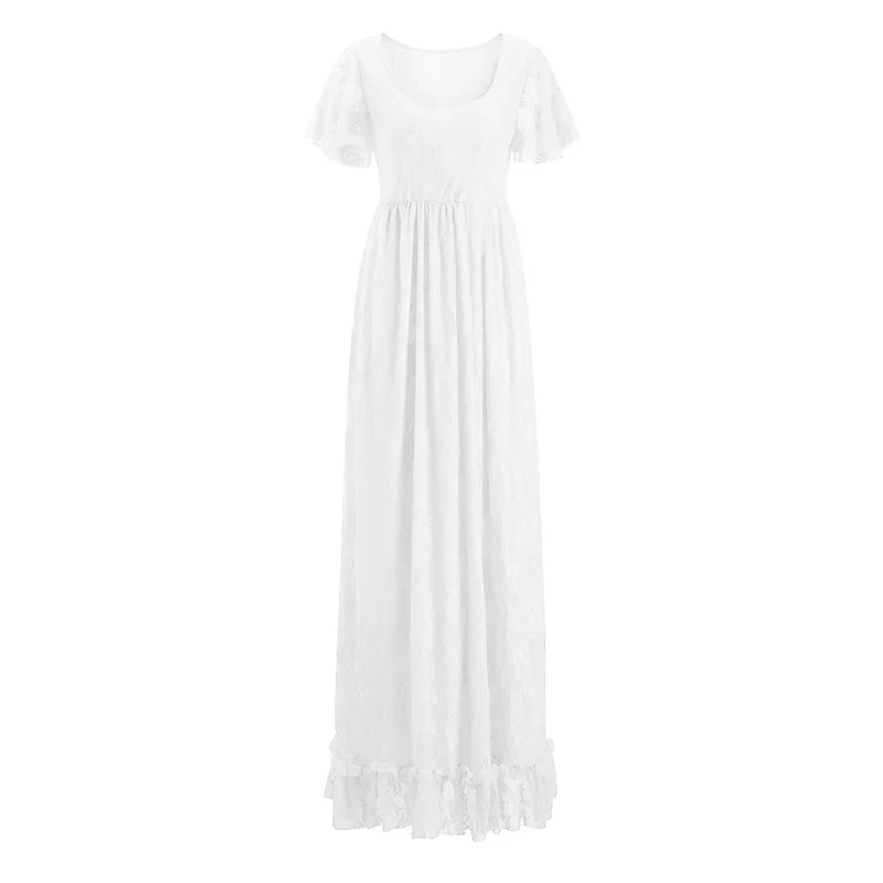 Fashion Lace Maternity Dresses Women Solid Elegant Loose Outdoor Skirt Expectant Mother Soft Lightweight Pregnancy Daily Outfit