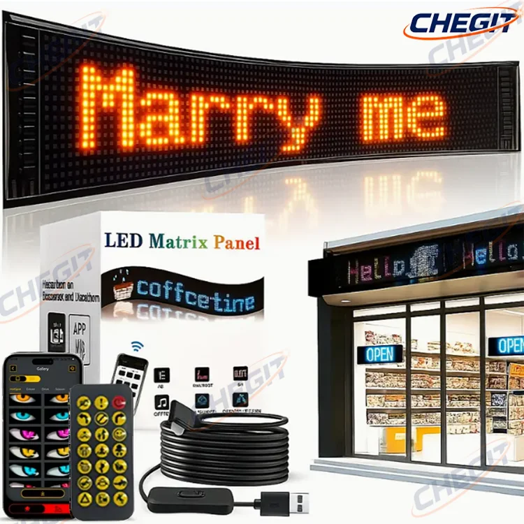 DIY Programmable Flexible For Car Store Hotel Bar LED Matrix Pixel Panel Truck Eye Bluetooth APP Matrix Pixel Panel Night Light