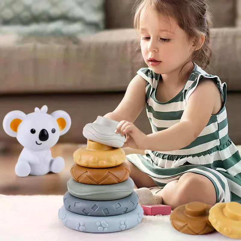 

Набор для развития сенсорных и интеллектуальных способностей малышей по методике Монтессори, развивающий мелкую моторику, обучающие игрушки-пирамидки с коалами