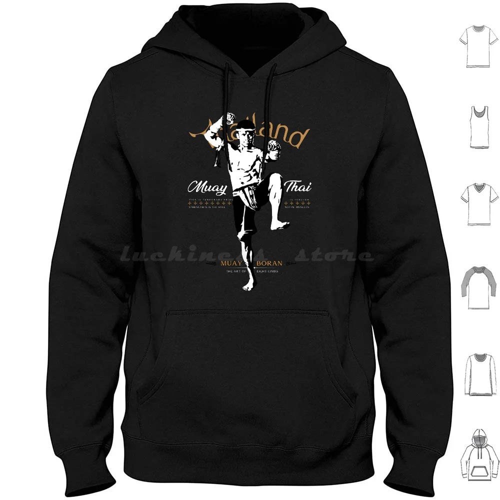 Muay Thai Kard Chuek Wai Kru Moletom com capuz de algodão manga comprida Muay Thai Boxe Kickboxing Tailândia Boxer Sakyant Waikru Martial misto