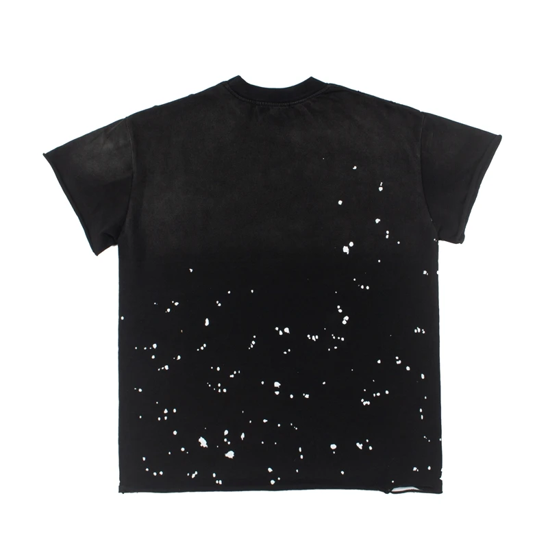 Europe American Street SATOSHI T Shirt Distressed Ink-sprayed Washed Loose Short Sleeve Men Women Same Style T-shirts