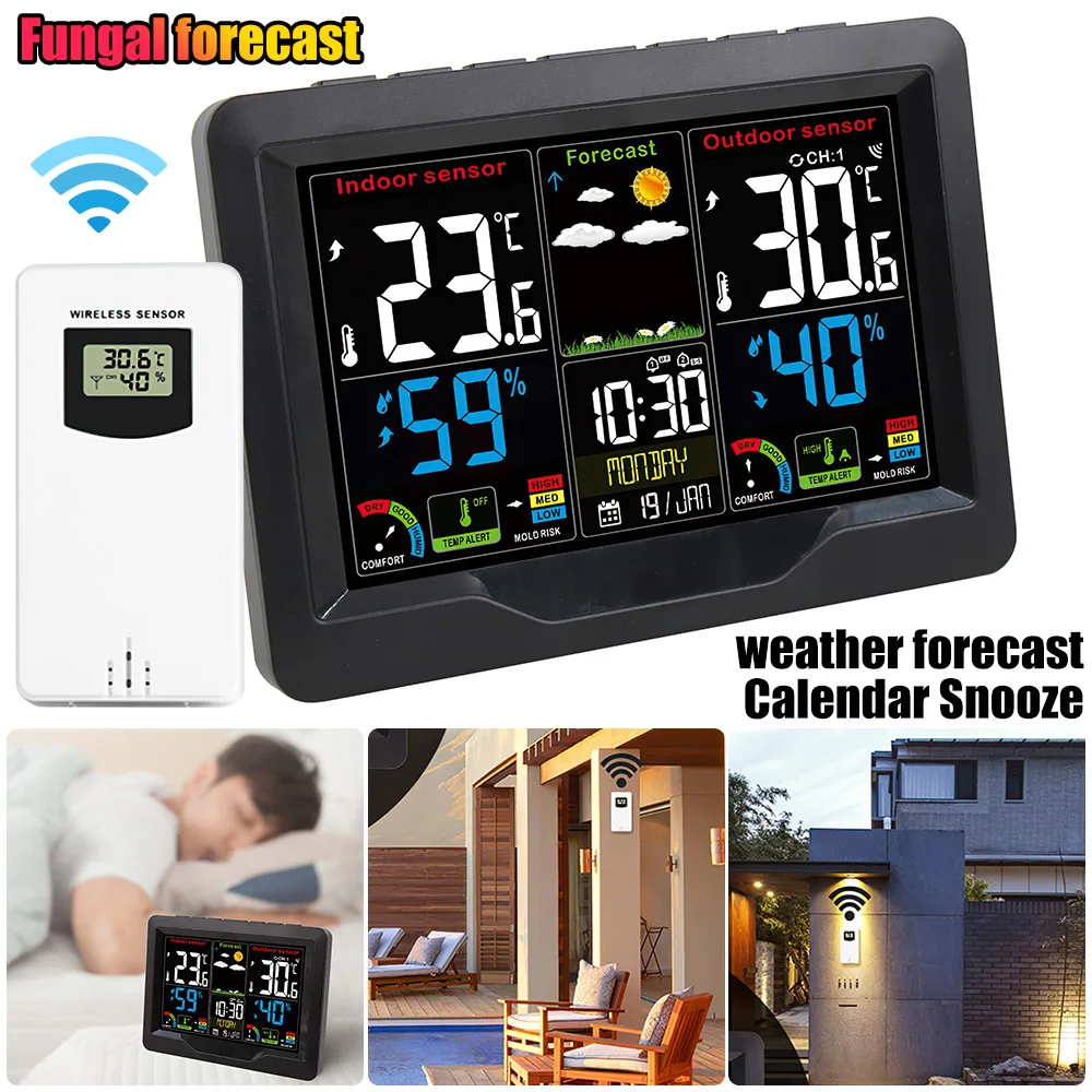 Wireless Weather Station Indoor Outdoor Weather Thermometer Hygrometer Humidity Temperature Sensors Weather Forecast Station