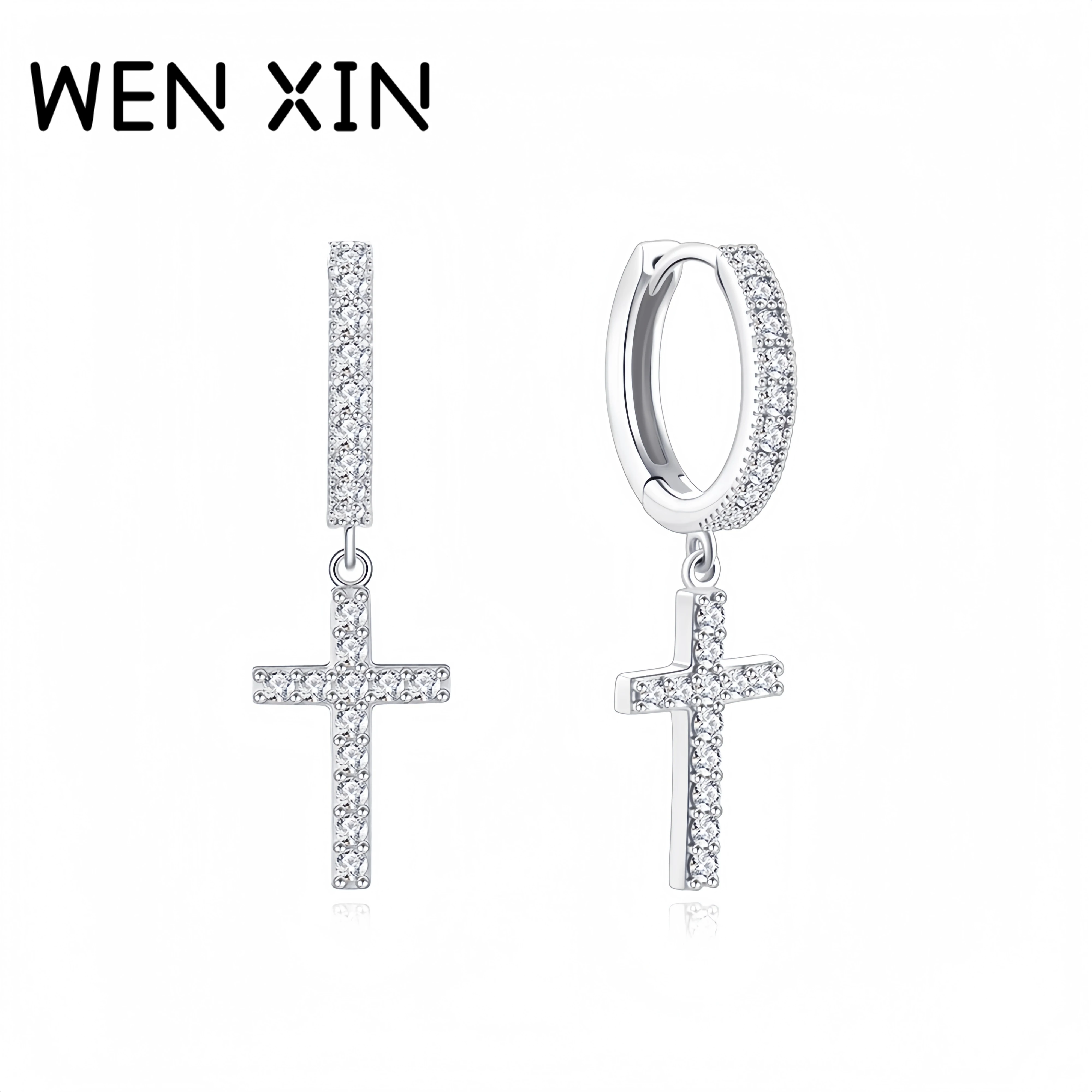 

WENXIN Роскошные серьги-крестики с бриллиантами и цирконием, выращенные в лаборатории серьги из стерлингового серебра 925 пробы с высокоуглеродистым бриллиантом, ювелирные изделия