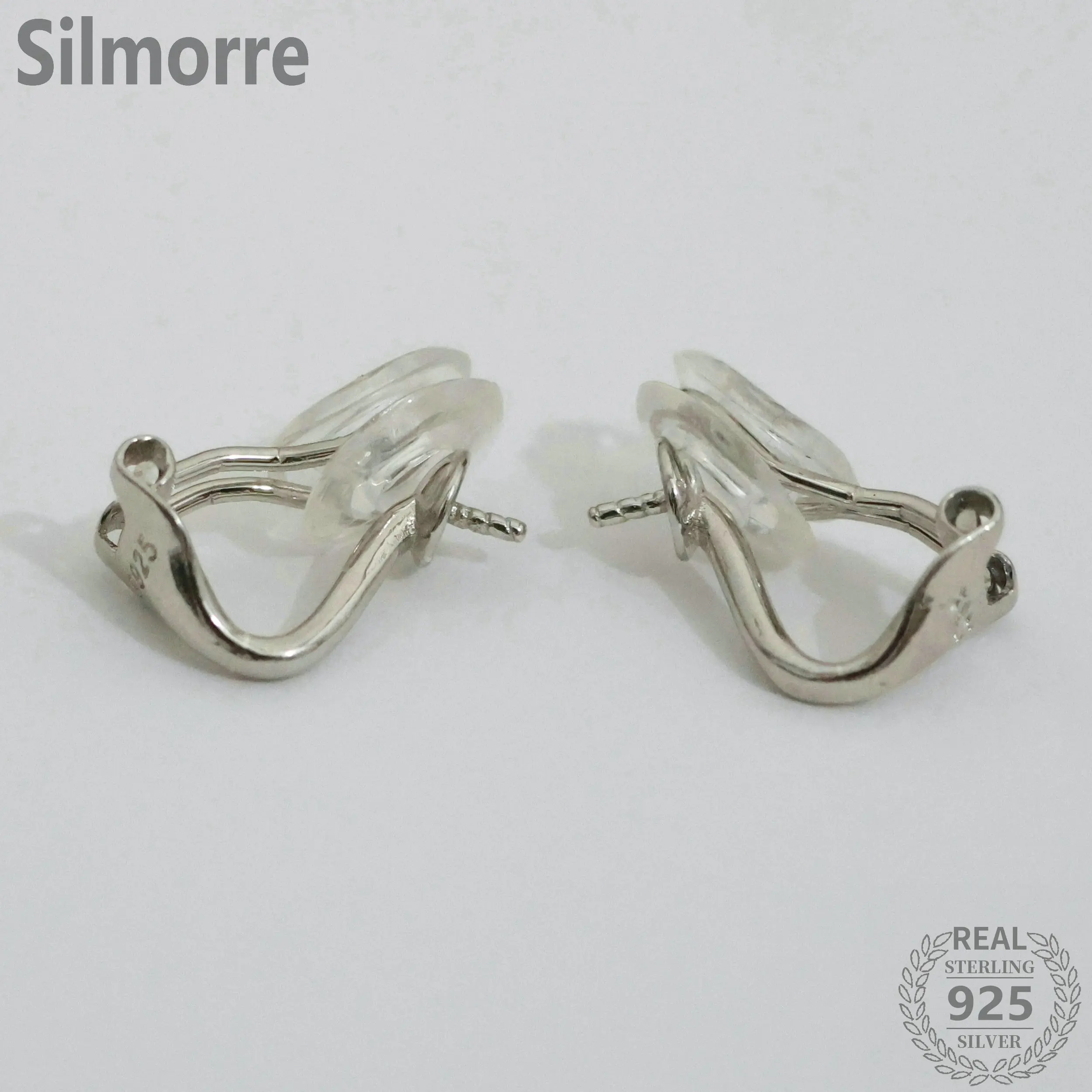 1 Pair 100% Solid 925 Sterling Silver Platinum Clip Earring for DIY Fine Jewelry Finding  JQ0013