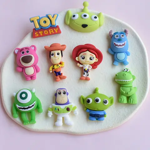 10PCS Disney Kawaii Toy Story Woody Jessie Alien Rex Buzz Lightyear Pig Bear Hand Painted Mini Craft DIY Decorative Accessories