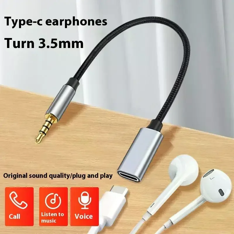 Phone Tablet PC Accessories With USB C Port Cable Conversion Earphone Microphone 3.5mm To Type-C Aux Analog signal Audio Adapter