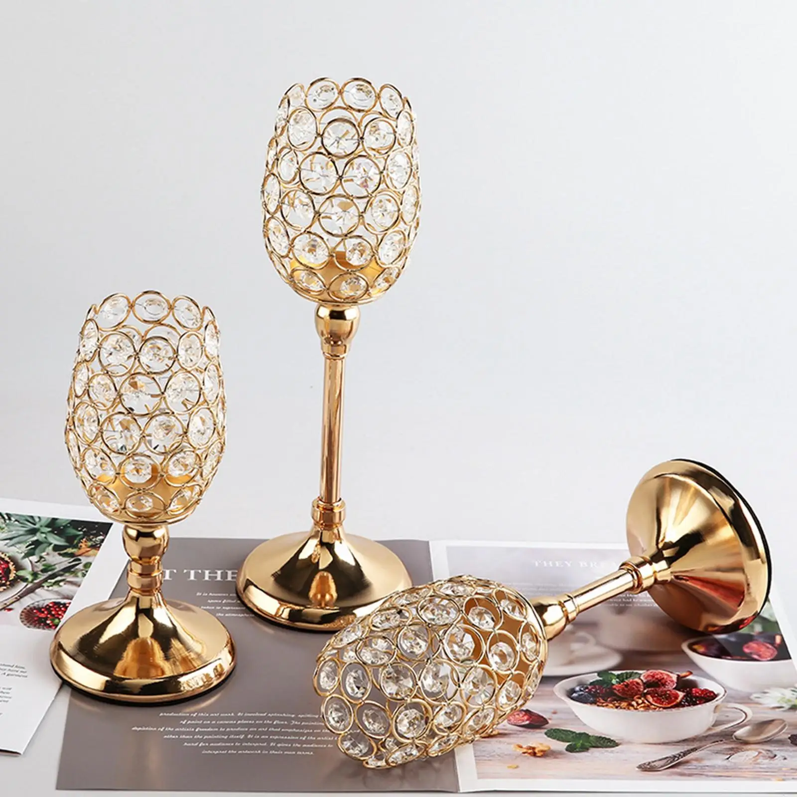 Candle Holder Votive Pillar Golden Candlestick Stand Tealight Holder Candleholder for Decorative Christmas Ornament