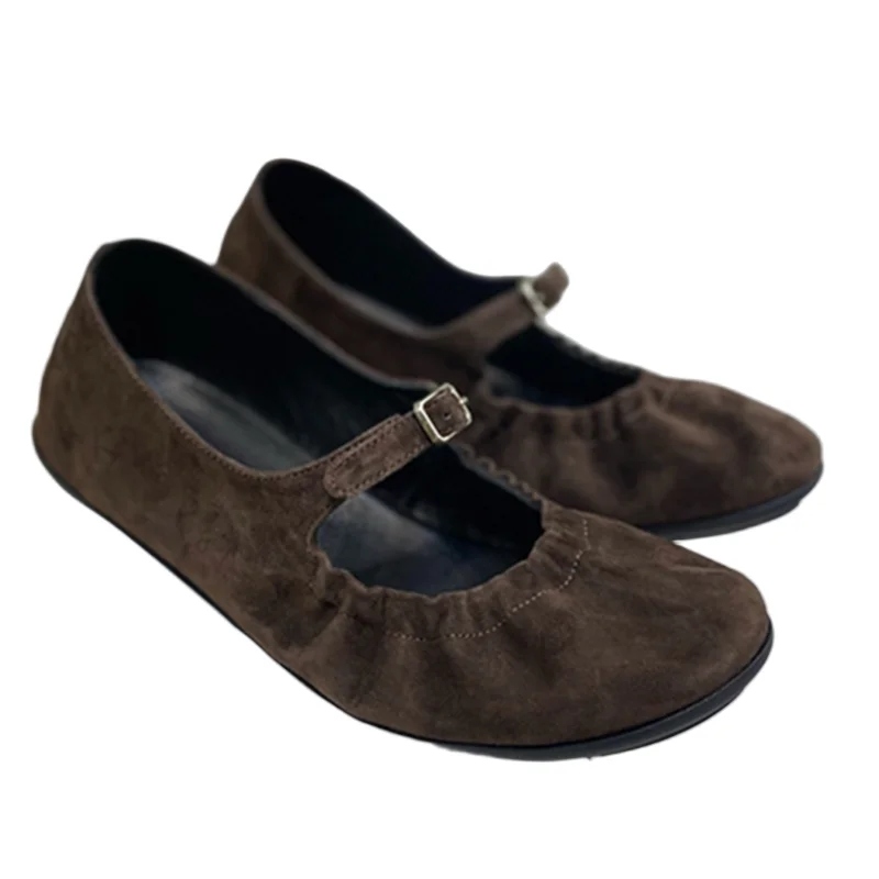 

Withered 2025 Fashion Women's Shoes Minimalist Genuine Leather Mary Jane Shoes French Round Toe Elegant Soft Flat Shoes Women