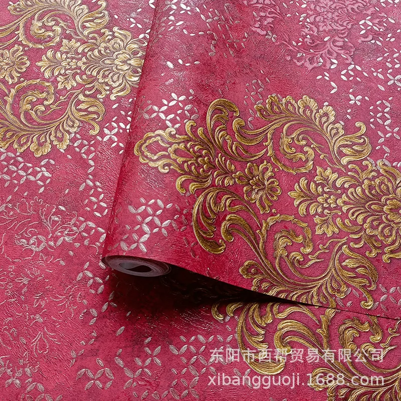 European 3D Damascus Wallpaper Bedroom Hotel Vintage Damask Floral Wall Paper Mural Resturant