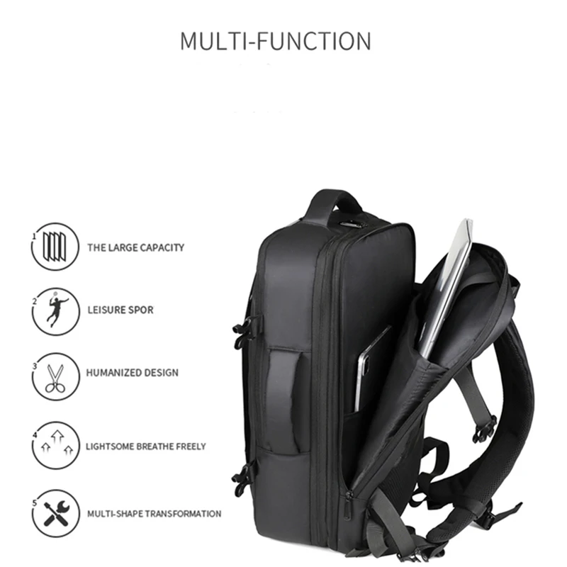 17 inch Laptop Pack Expandable Large-Capacity Business Travel Shoulder Bag Waterproof Classic Carry On Luggage Bag Men Backpack