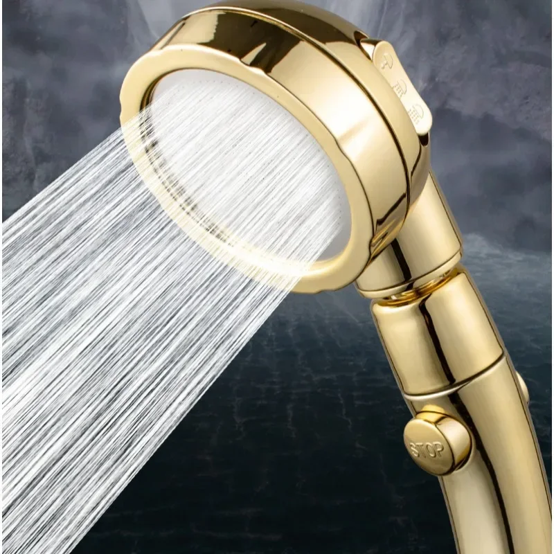 3 Modes Shower Head High Pressure Adjustable 360 Degrees Rotating with Stop Button Hose Water Saving Handheld Element