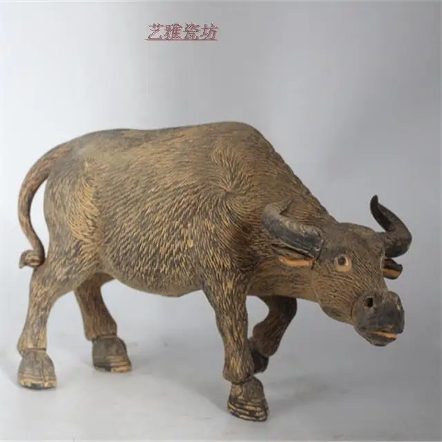 Rare Qing Dynasty old Ancient Porcelain Hand-kneaded and Carved cow,Free shipping