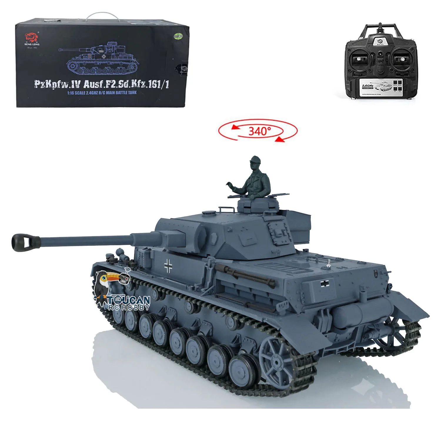 Henglong Plastic 1/16 7.0 RTR RC Tank German Panzer IV F2 3859 Version 2.4G Remote Control Model for New Collectors
