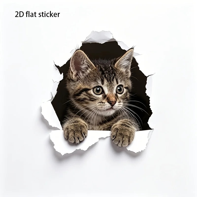 1set Peeking Tabby Kitten Vinyl Stickers, Self-adhesive Decals for Car, Motorcycle, Window, Glass, Metal & Ceramic Surfaces