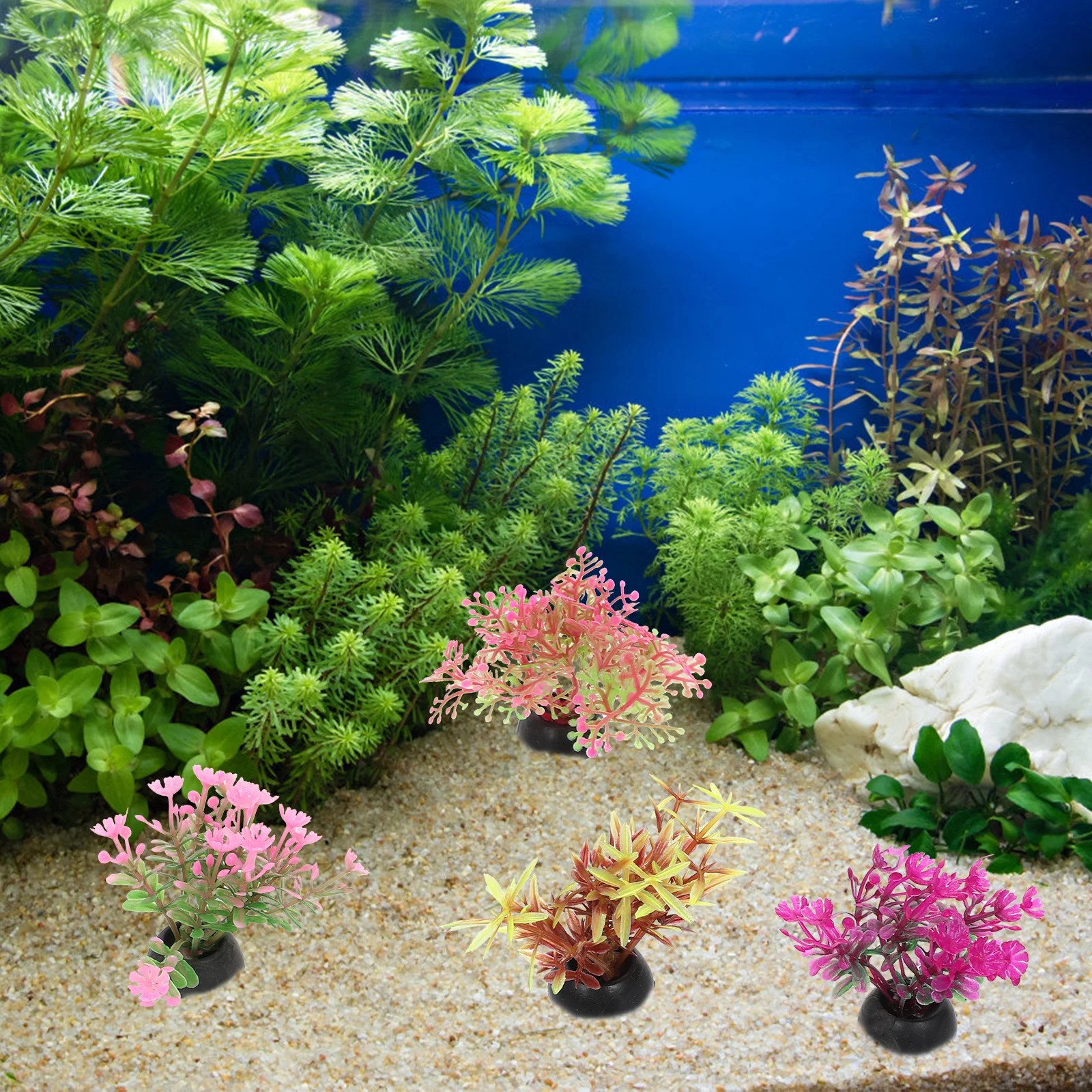 

20pcs Simulation Water Plants Artificial Aquatic Grass For Fish Tank Decor Aquarium Landscape Microlandscape Adornment Plastic