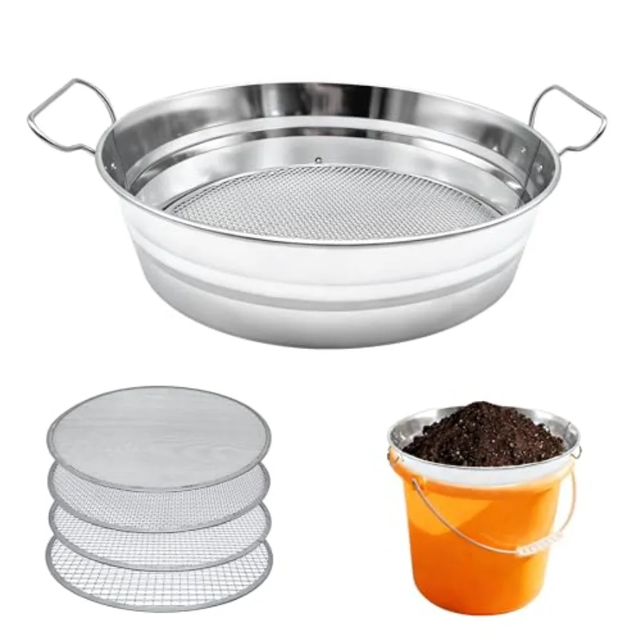 

Soil Sifter for Gardening with Handles Rock Sifter Fits 5 Gallon Bucket with 4 Replaceable Screens Compost Sifter Dirt Sifter C