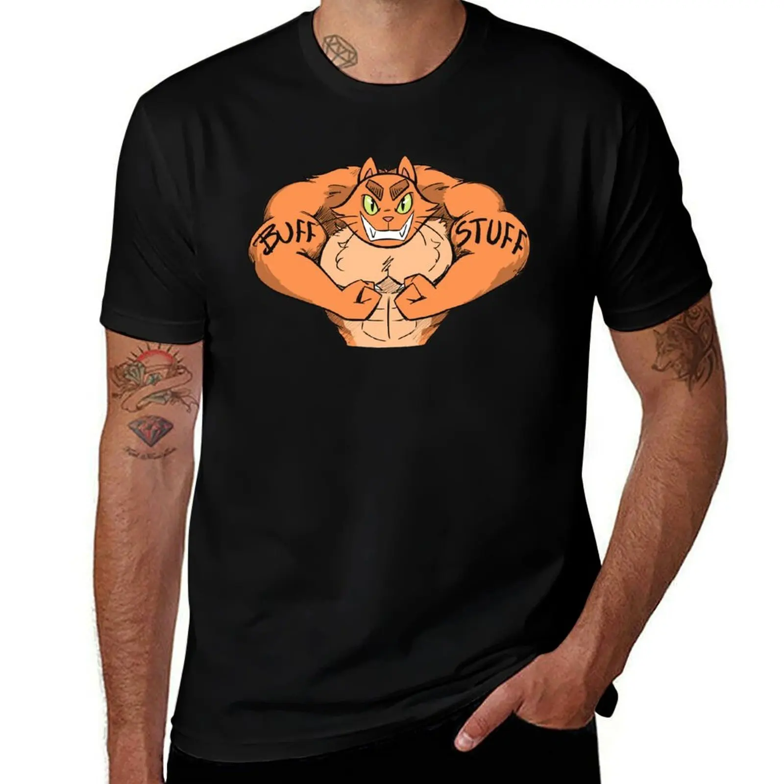 

Buff Stuff Cat T-Shirt man graphic t shirt mens graphic t shirts T-Shirt