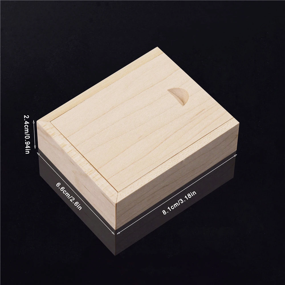 صندوق تخزين خشبي فارغ غير مكتمل بشعار مخصص مجاني مع جزء علوي منزلق لجواهر خاتم القلادة أو صناديق تخزين خشبية USB