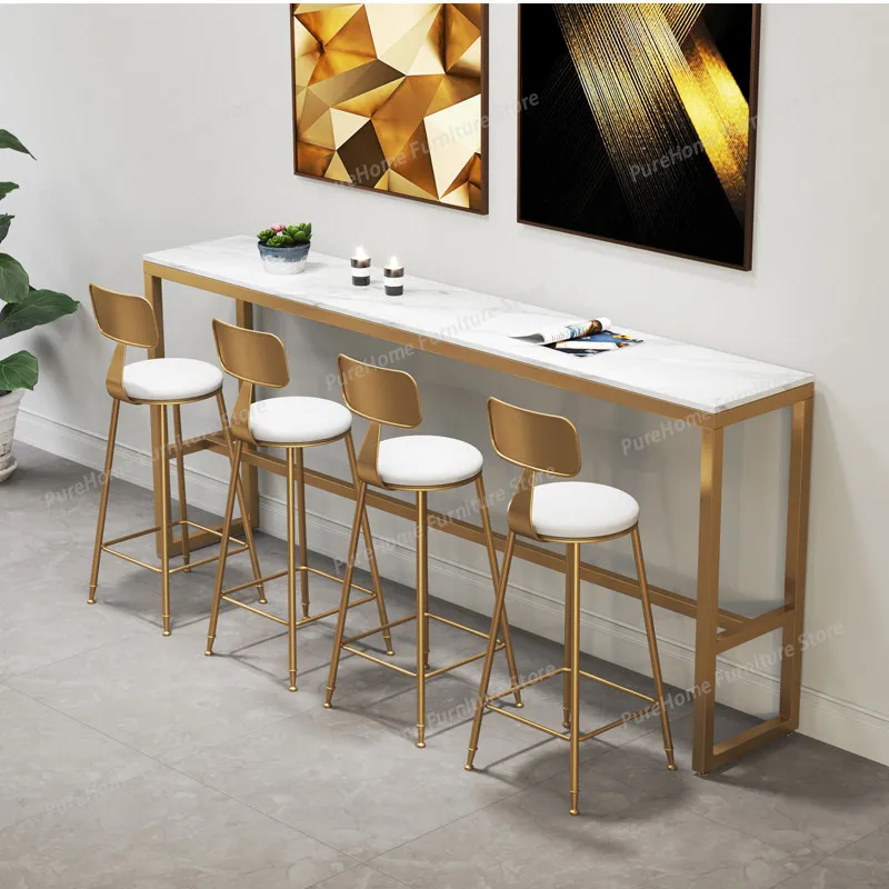 

Stylish Home Bar Table & Durable Commercial Narrow Desk: Marble Table High Table for Balcony and Shop Bar Furniture