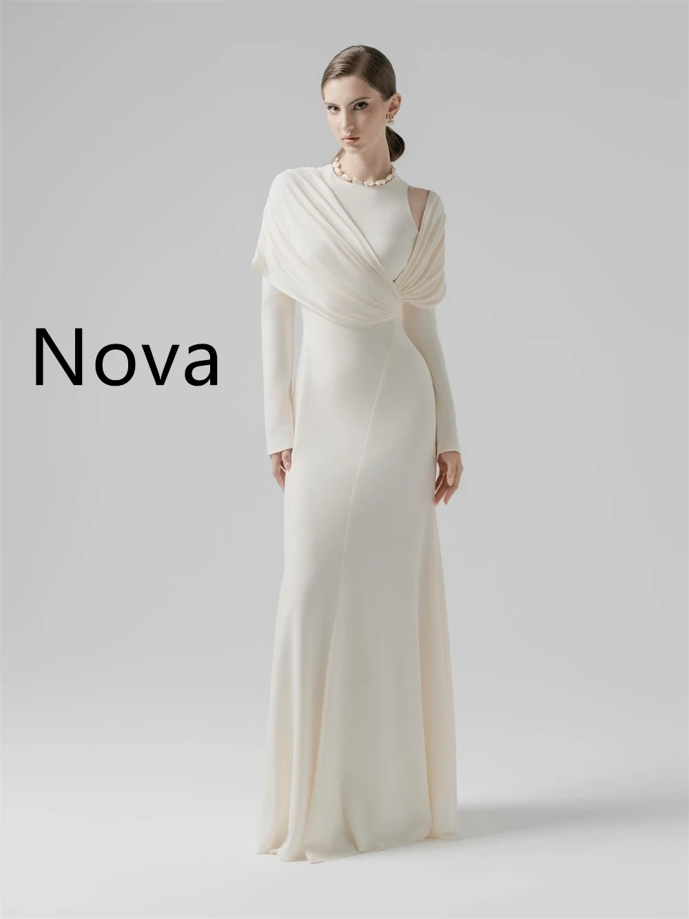 

Customized Formal Jersey Homecoming Dresses Classic O-Neck Long Sleeves Evening Gowns High Quality Special Occasion Gowns