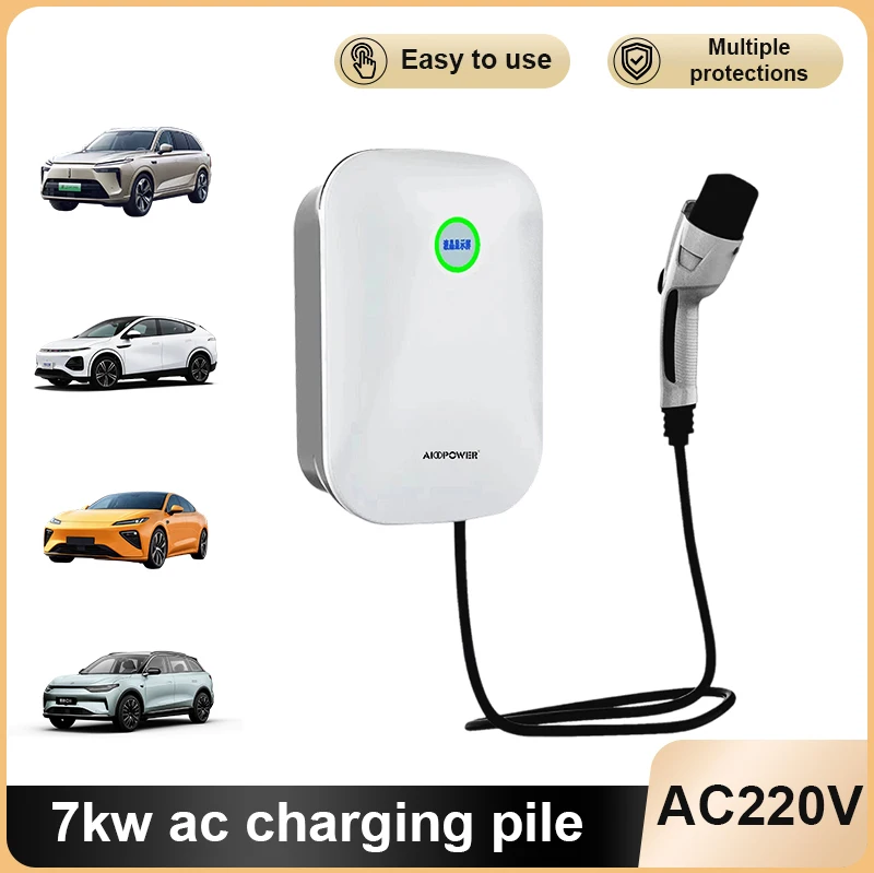 

7kW AC EV Charging Station for Tesla/BYD/NIO/BMW/Benz Smart Home Use Wall Mount Electric Vehicle Charging Station