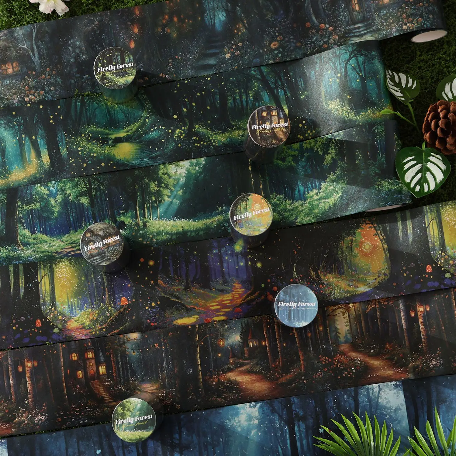 1pcs/1lot Decorative Adhesive Tapes Firefly Forest  Kingdom Junk Journal DIY Paper Japanese Masking Scrapbooking Stickers