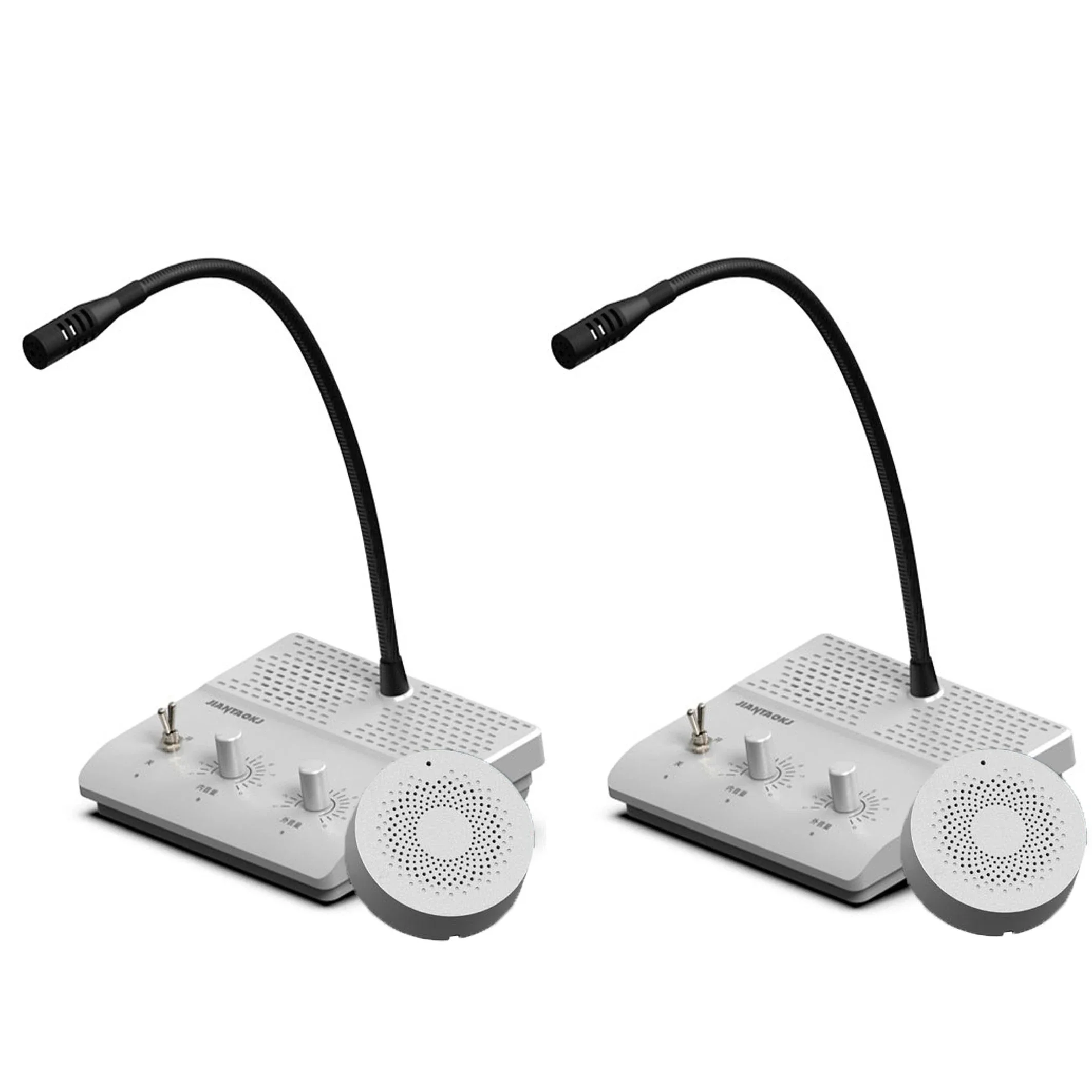 

JIANTAO JT-CK201 Silver Window Intercom System 2 PCS Two Way Counter Interphone For Bank Railway Station Hospital Payment Office