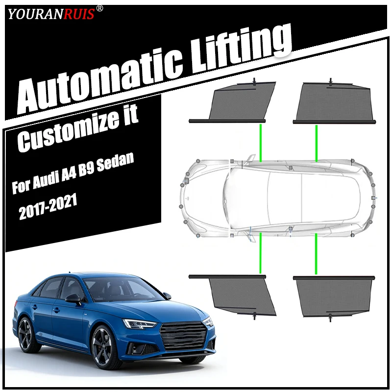 

For Audi A4 B9 Sedan 2017-2021 Automatic Retractable Lifting Heat Insulation Protection Privacy Car Windows Sunshade