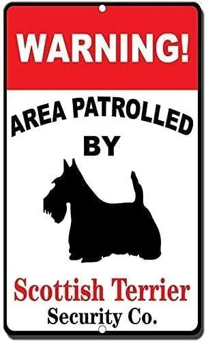 Nuovo segno di metallo in alluminio divertente Area di avvertimento rotolata da Scottish Terrier novità educativa Wall Art Metal Tin Sign 8x12