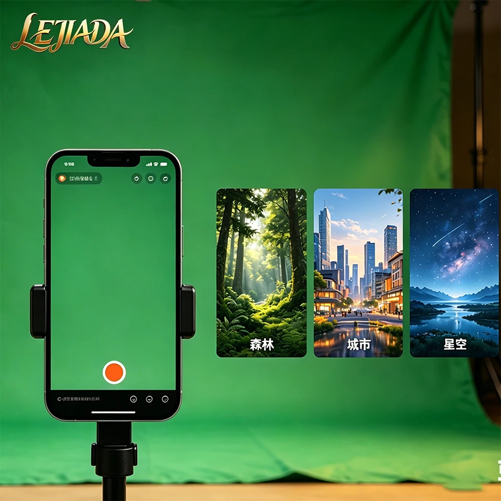 LEJIADA Mobile Half Body Live Streaming Professional Green Screen Cutout Background Cloth Upgrade Thick Polyester 3x5ft/5x6.5ft