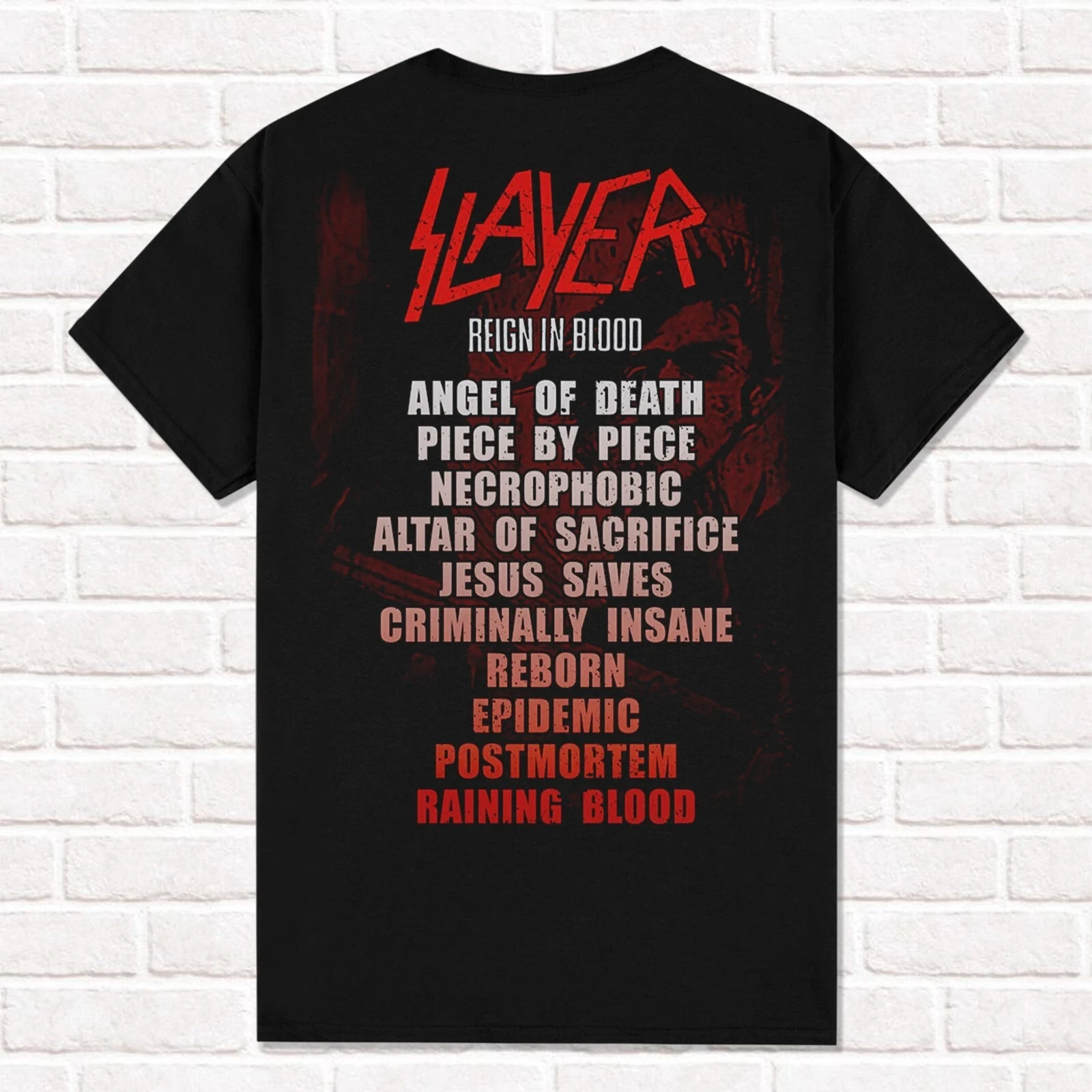 Slayer Black T-Shirt Reign in Blood 1986 Thrash Metal Heavy Metal T Shirt  Tees Tops Unisex Cotton Short Sleeve High Street