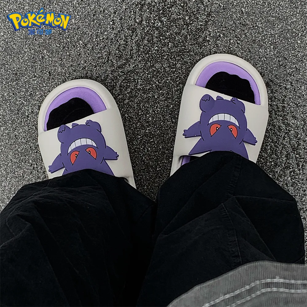 Kawaii Pokemon Anime Peripherals Gengar Cartoon Outdoor Sandals Summer Home Shoes Flip Flops Birthday Gift