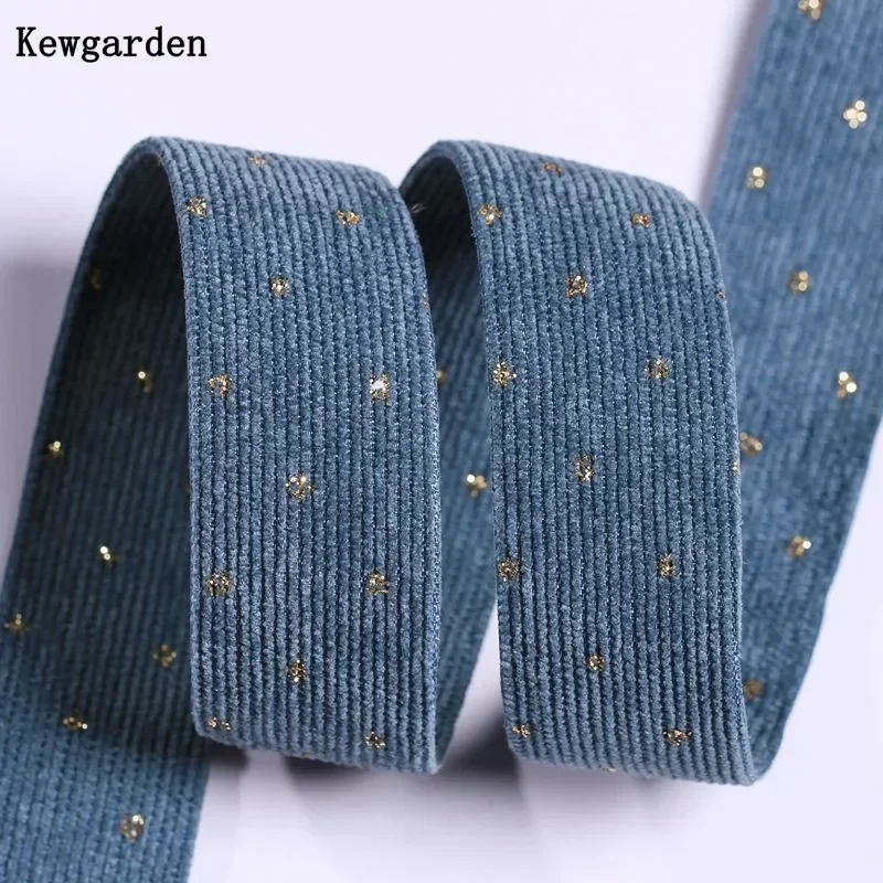 Kewgarden Stripe Gold Dot Corduroy Ribbon 38 25 10mm 1