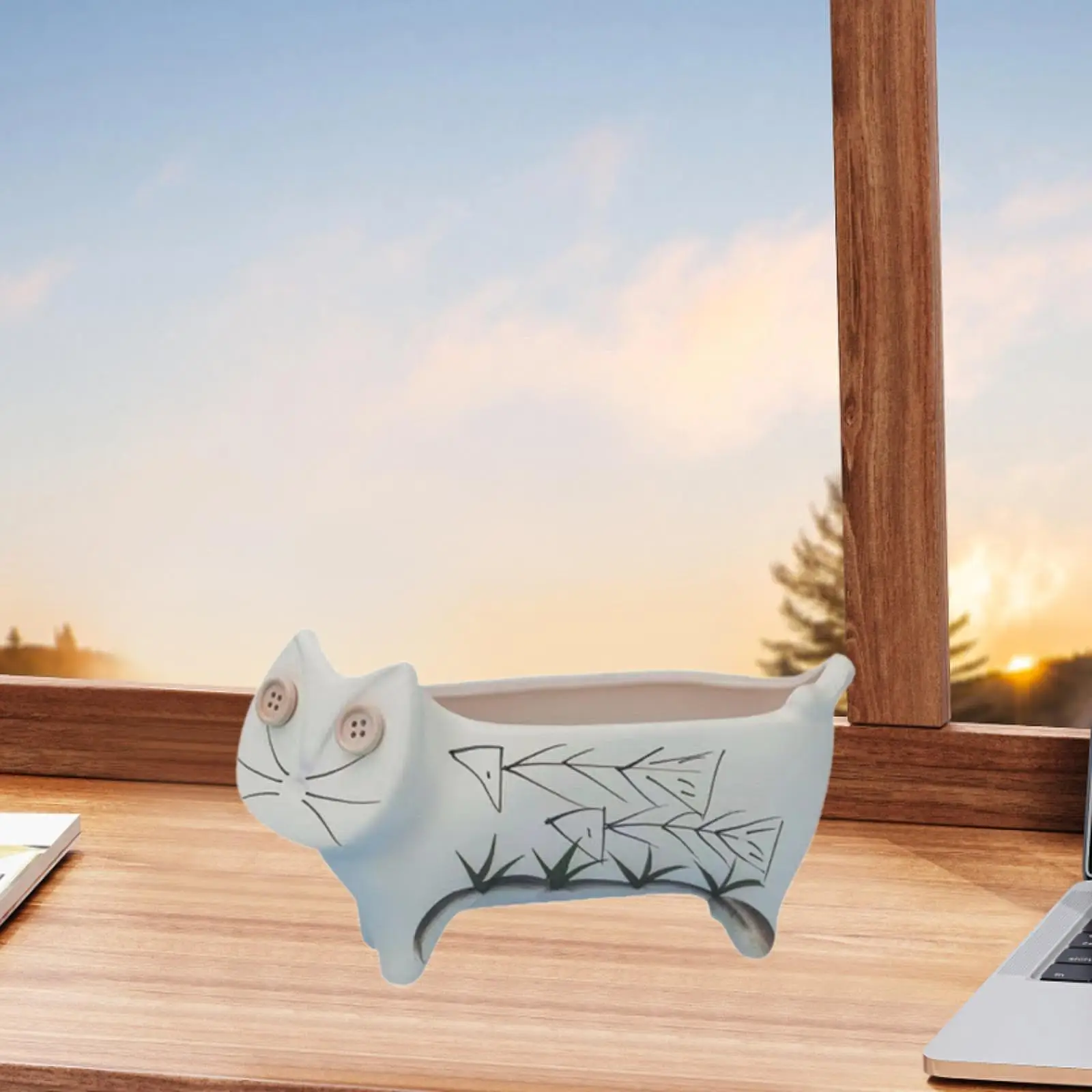 

Cat Ceramic Planter Pot Cute Indoor Outdoor Decorative Ceramic Head Planter