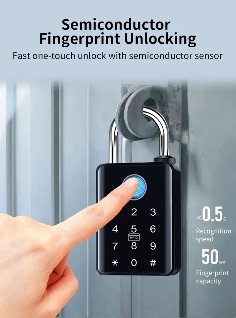 Tuya Smart Door Lock Fingerprint Padlock Password APP Card Key Unlock 7mm 10mm Smart Padlock Waterproof Electronic Lock