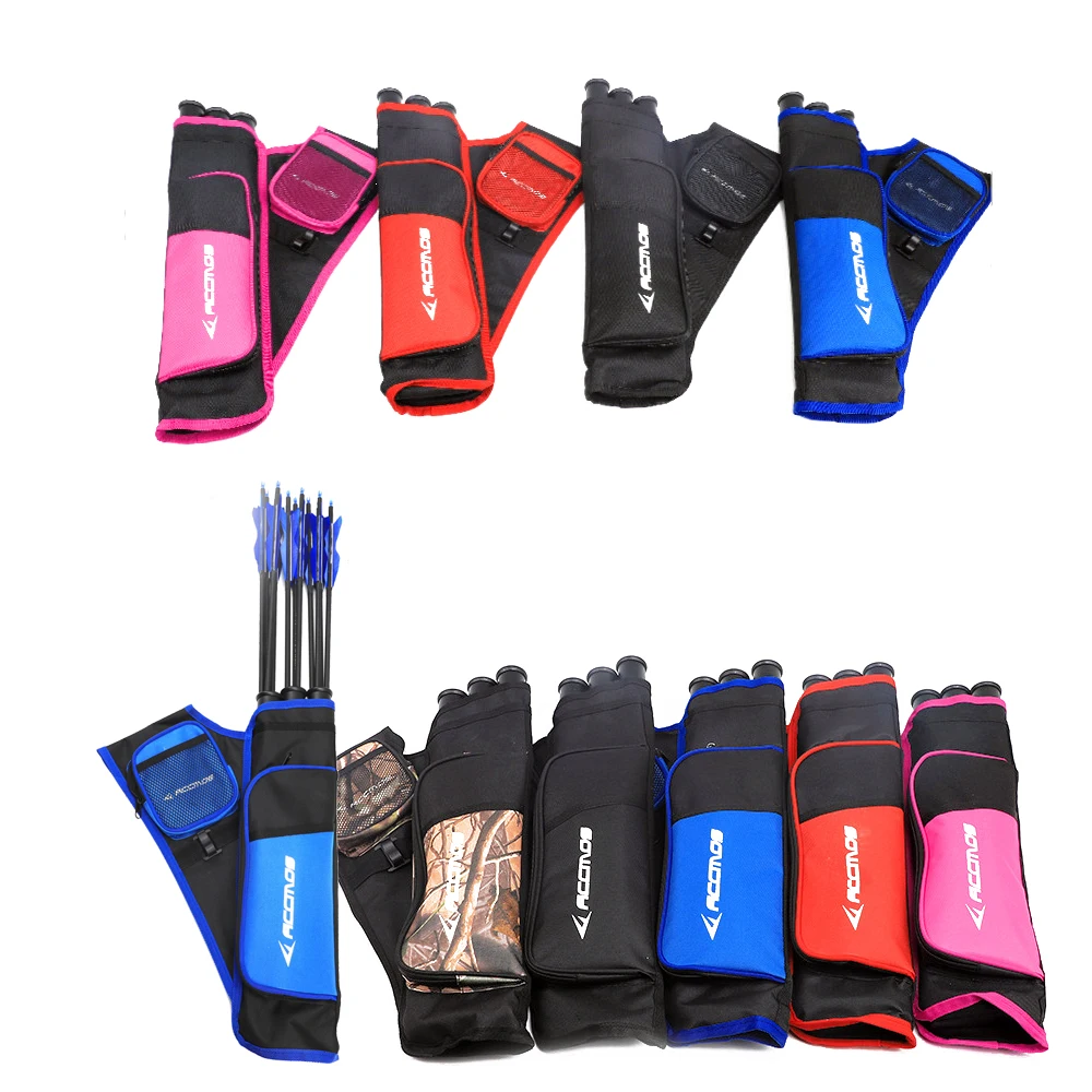 3-Tubes Archery Quiver Arrow Quiver Hold W Waist Left and Right Hands Archery Hunting Carrier Arrow Bag