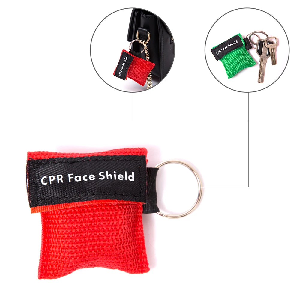 CPR Resuscitator พวงกุญแจฉุกเฉิน Face Shield First Aid ทักษะการฝึกอบรมการหายใจกู้ภัยหน้ากากสําหรับ Health Care เครื่องมือ 8 สี