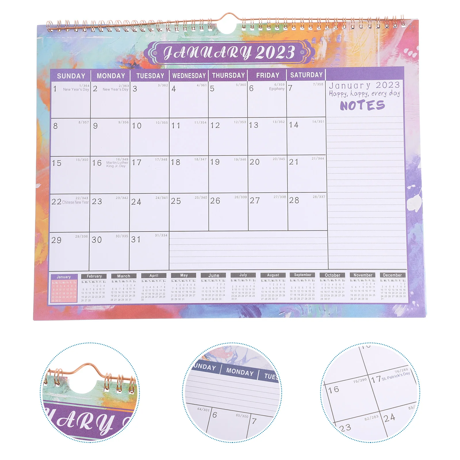 

Countdown Calendar 2023 Coated Paper Wall Decor Bedroom Hanging Calendars Spiral Notebook Printing Home Office Hotel Use