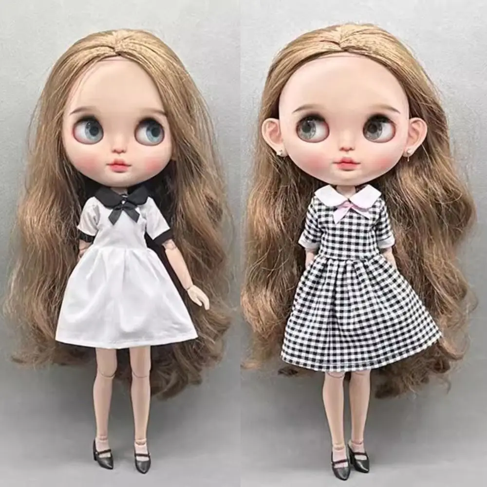 패션 라운드 넥 원피스 귀여운 미니 공주 스커트, DIY 액세서리, 활 타이 원피스, Azone ob22 ob24 인형, blythe 인형