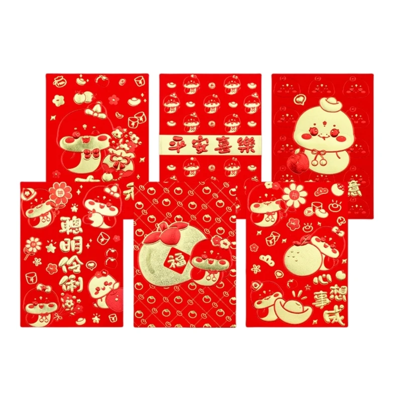 6Pieces 2025 Snake Theme Cash Envelopes Money Pouches For New Year Gifts New Dropship