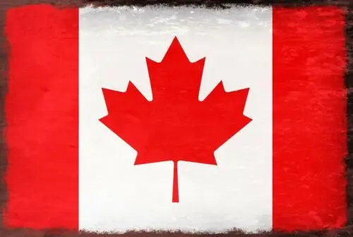 Canadian Flag Vintage Look Retro metal wall sign plaque, pub bar mancave, Canada