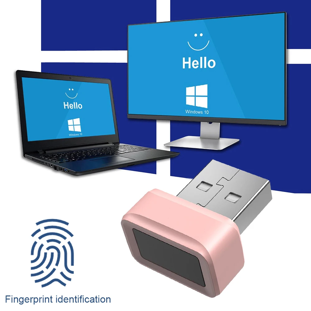 USB Fingerprint Key Reader Portable Key Anti-Spoofing Windows Hello FIDO U2F Mini Fingerprint Reader 360° Touch for PC
