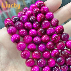 Rose red tiger's-eye Natural Stone Smooth Beads DIY woman Bracelets Necklace Rings For Jewelry Making 15