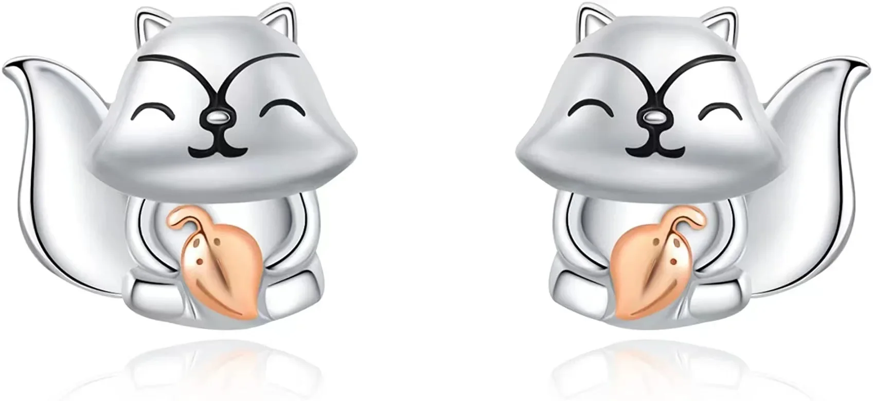Wholesale Vintage Realistic Squirrel Stud Earrings for Women Girls Charm Ear Studs Silver Color Jewelry