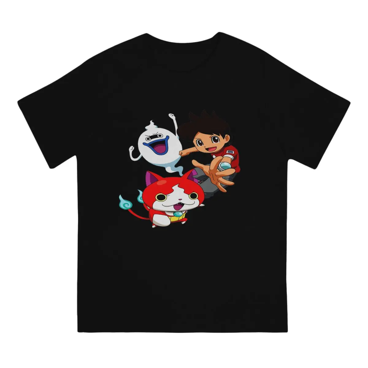 yokai Men's T Shirt Yokai Watch Fun Tee Shirt Short Sleeve Round Collar T-Shirts Pure Cotton Printed Clothing