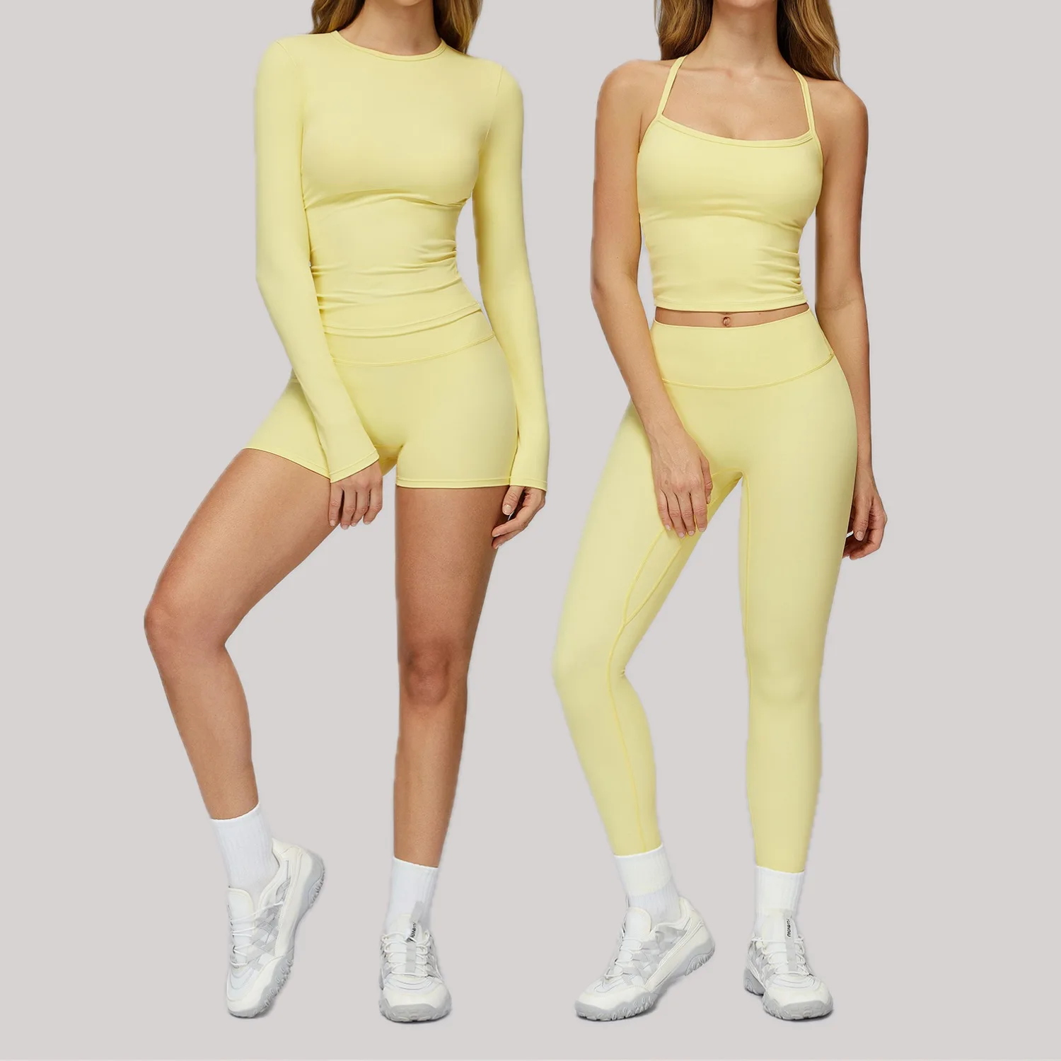 Ningyu 2 قطعة مجموعة اليوغا مثير المرأة الرياضة الصالة الرياضية مجموعة التجفيف السريع اللياقة البدنية دعوى المرأة في الهواء الطلق الجري مجموعة عصرية ملابس اليوغا #1