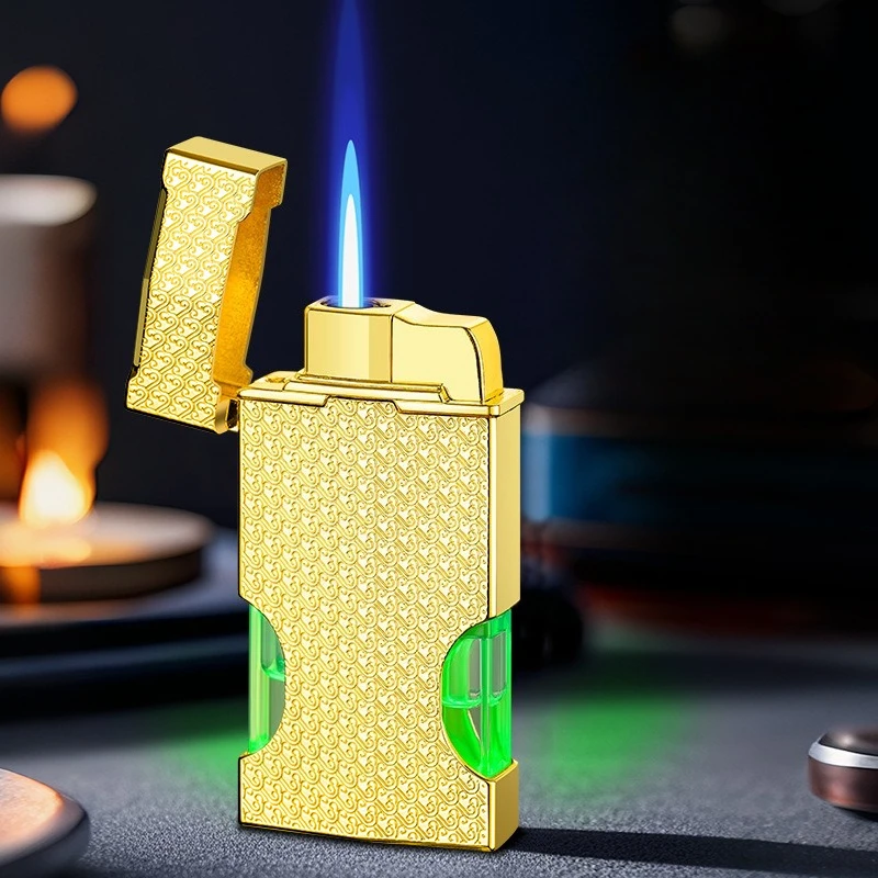 2026 New Xiangyun Pattern LED Light Inflatable Direct Charge Inflatable Lighter Metal Windproof Igniter Wholesale  Torch Smoking