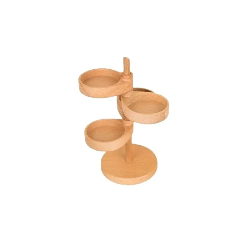 Solid wood rotatable shelf can hold four layers of multi-capacity cosmetics and jewelry desktop storage rack